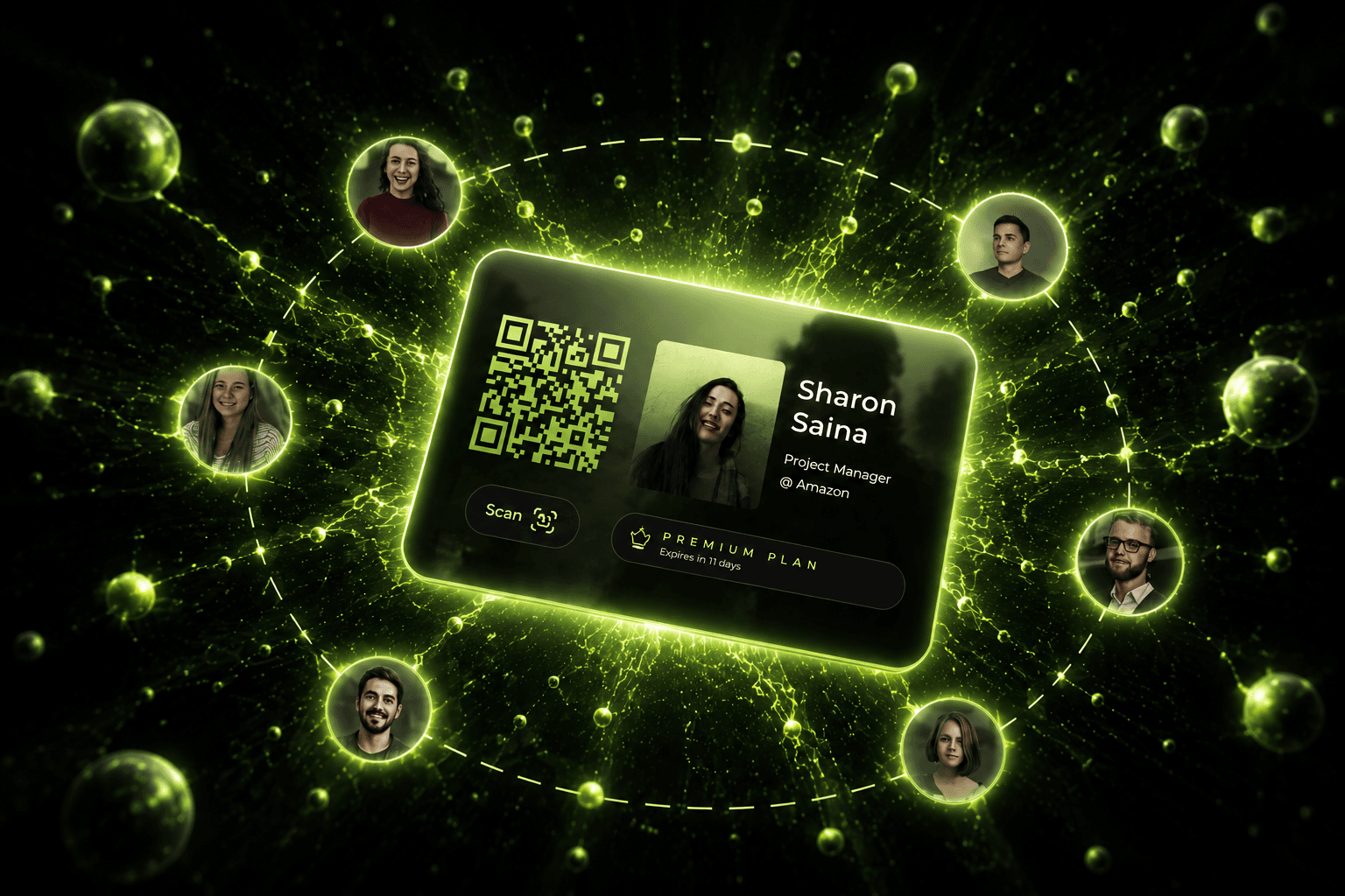 Person exploring HubbleMeet's Virtual Business Card feature